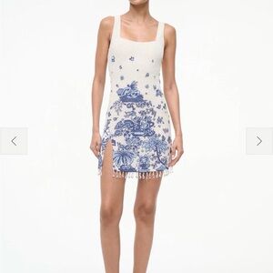 STAUD Blue and White Mini Dress